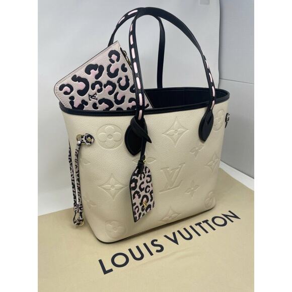 Louis Vuitton Neverfull Wild At Heart MM Ivory Leather NEW - Picture 4 of 14